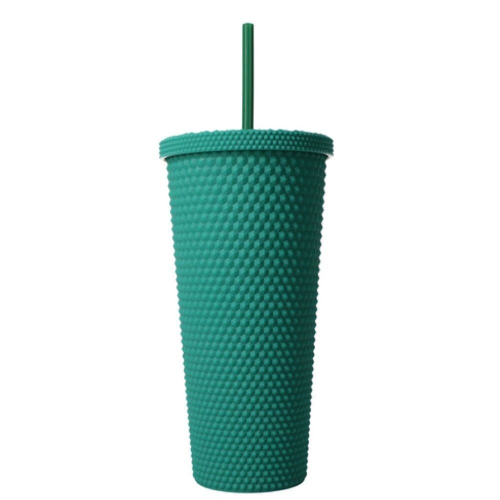 Studded Water Tumbler Cup with Lid and Straw, Studded BPA Free Leak Proof 24 oz